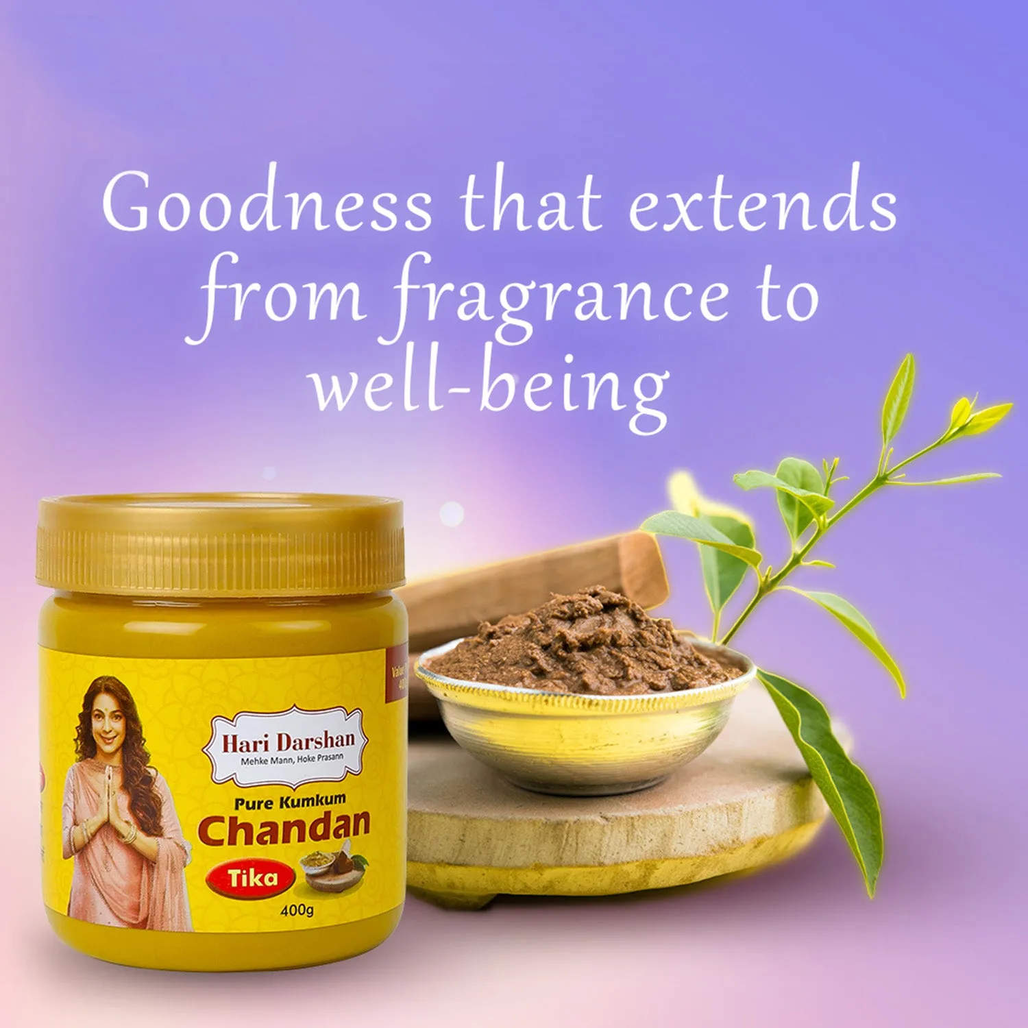 Hari Darshan Chandan Tika pasta de sândalo frasco 400 g