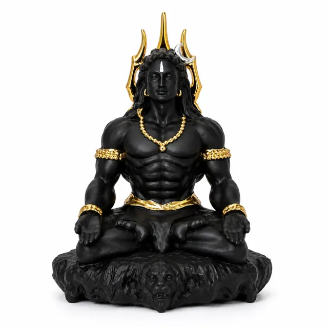 Hari Darshan Shankar with Trishul estátua de Shiva preta 11 cm