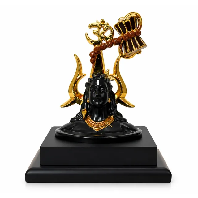 Hari Darshan Adiyogi estátua Shiva 12 cm preto dourado