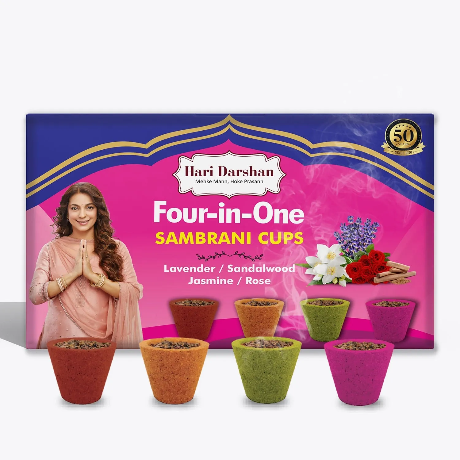 Hari Darshan 4 in 1 Sambrani Cups copos de dhoop pack 24