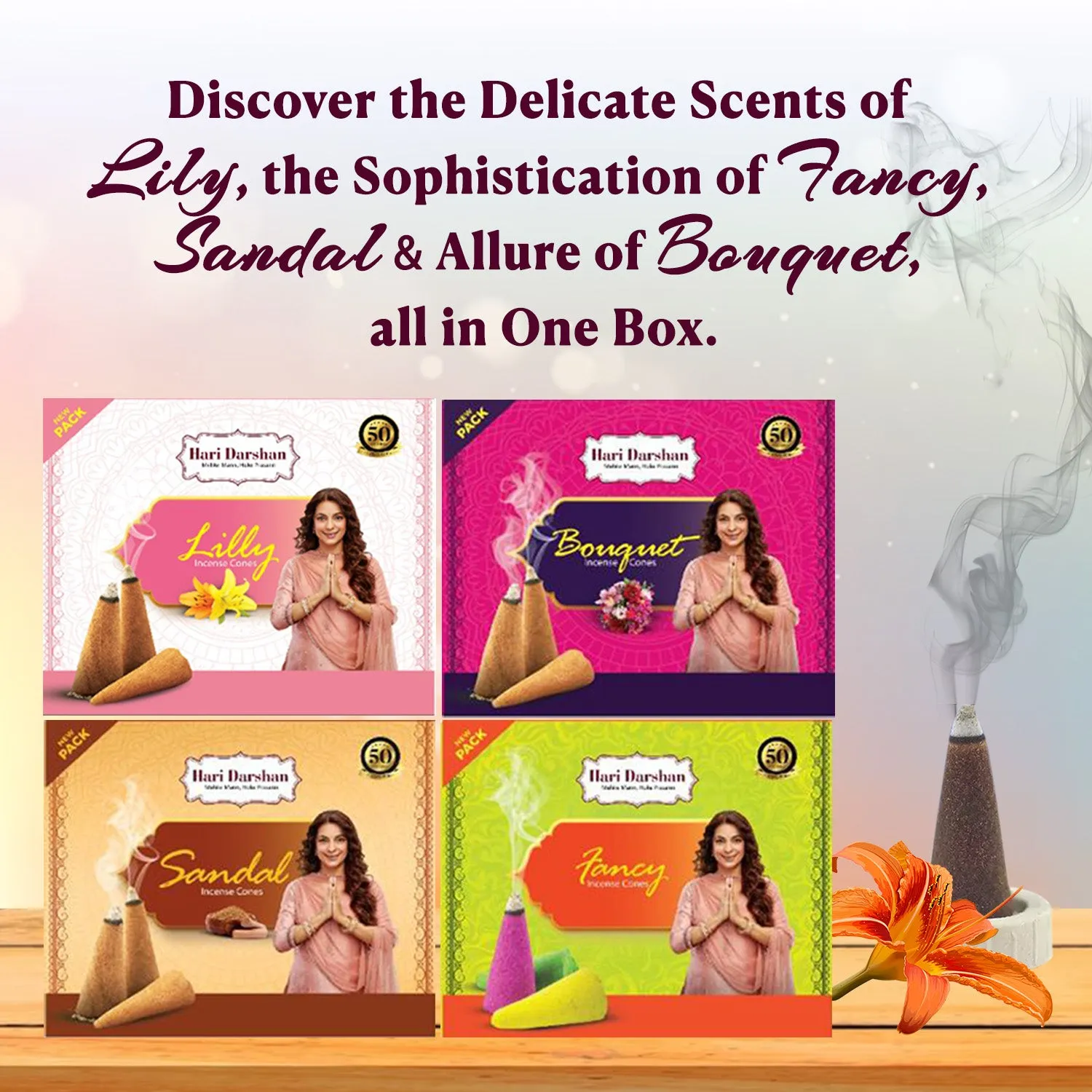 Hari Darshan Mixed Fragrance cones dhoop 12 packs