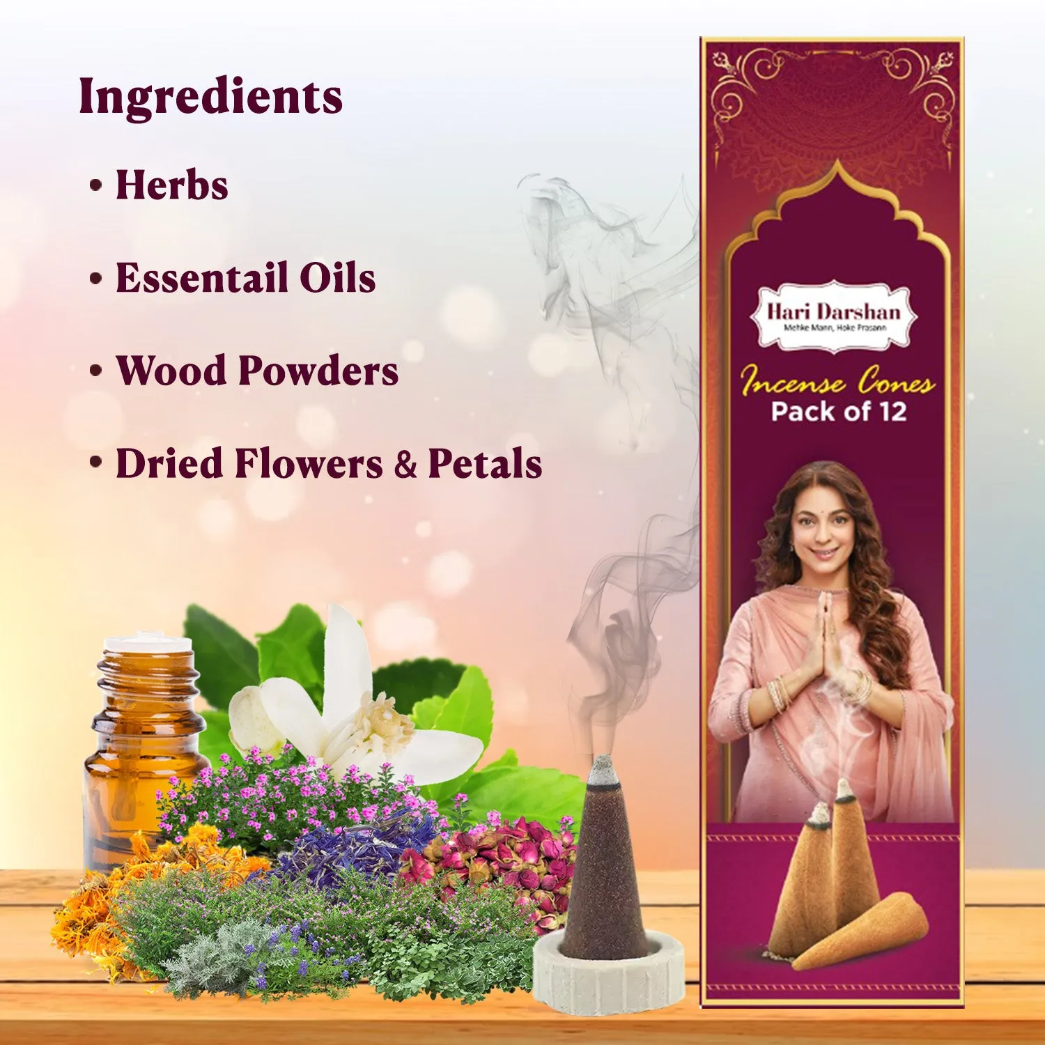 Hari Darshan Mixed Fragrance cones dhoop 12 packs