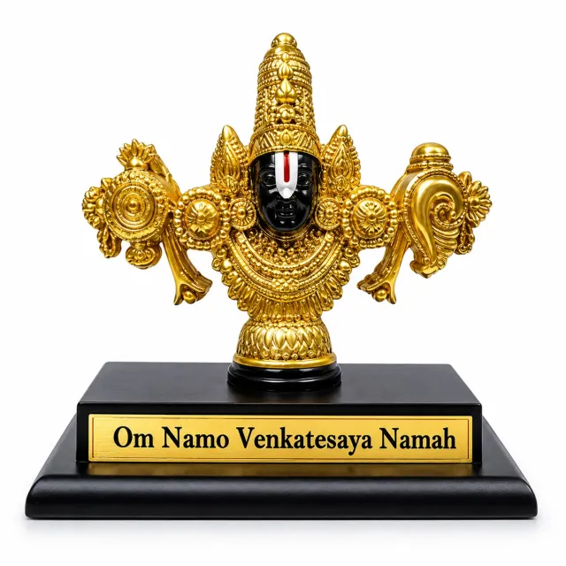 Hari Darshan Lord Venkateswara estátua Balaji dourada altar