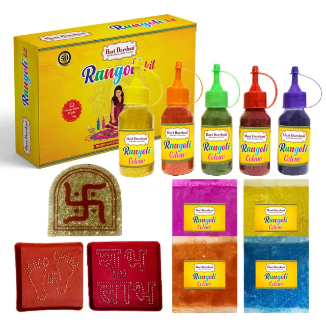 Hari Darshan Rangoli kit pó 9 cores 900g festa