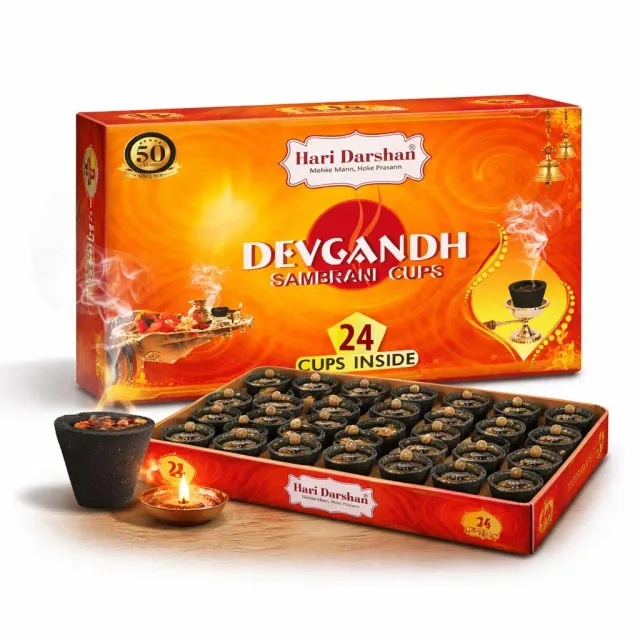 Hari Darshan Devgandh Sambrani Copos Incenso Pack 24