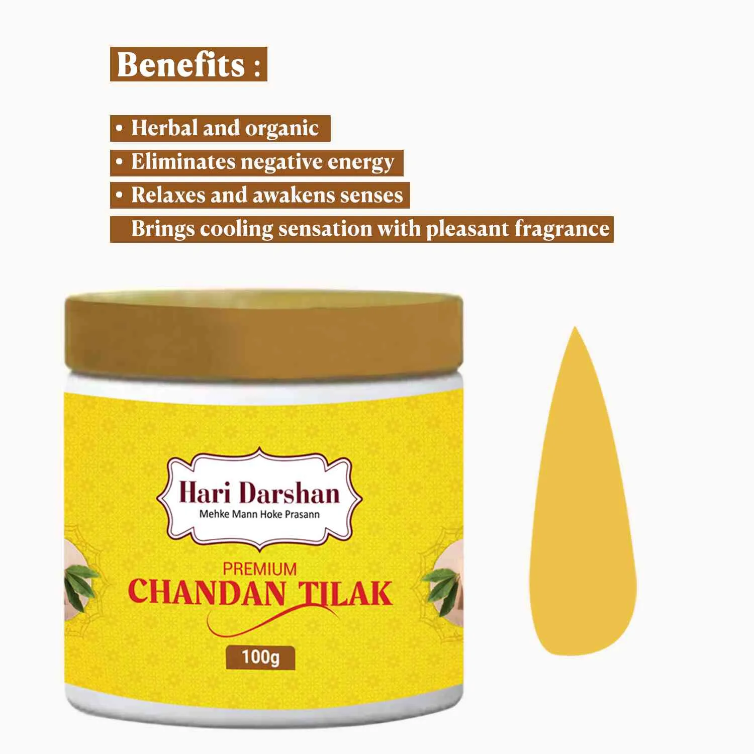 Hari Darshan Chandan Tilak pasta sândalo açafrão 100g