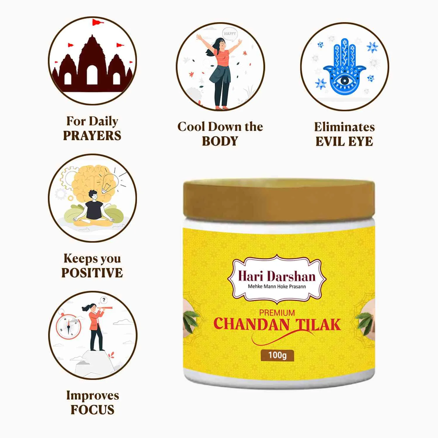 Hari Darshan Chandan Tilak pasta sândalo açafrão 100g