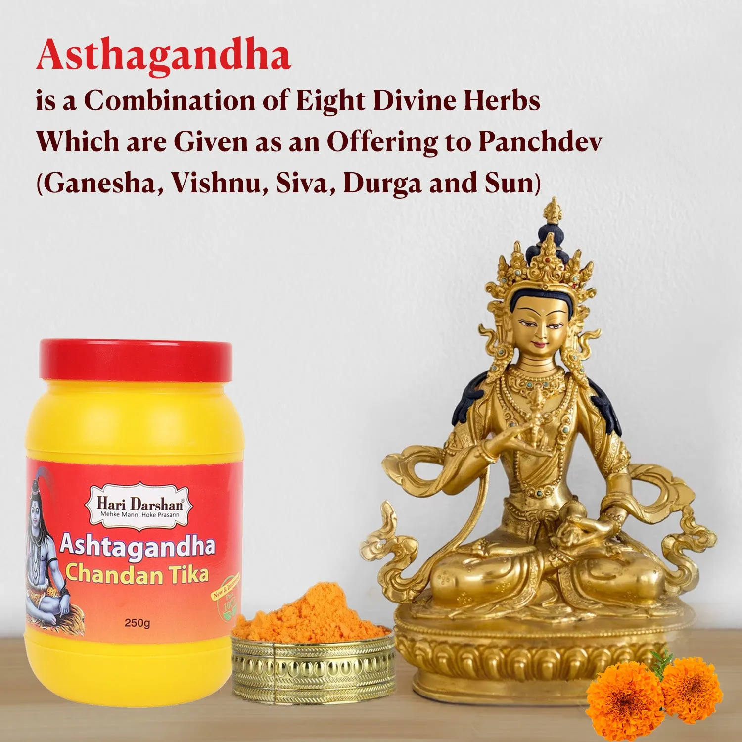 Hari Darshan Ashtagandha Chandan Tika em Pó 8 Ervas