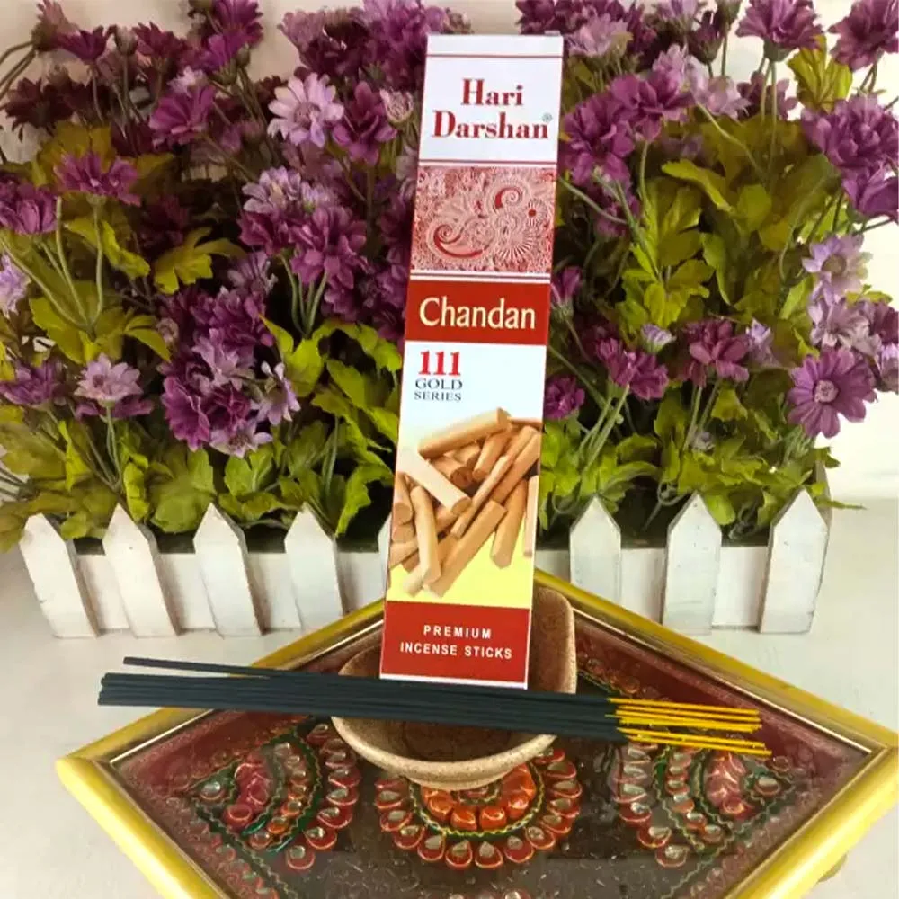 Hari Darshan 111 Gold Series incenso chandan rosa jasmim 12 cx