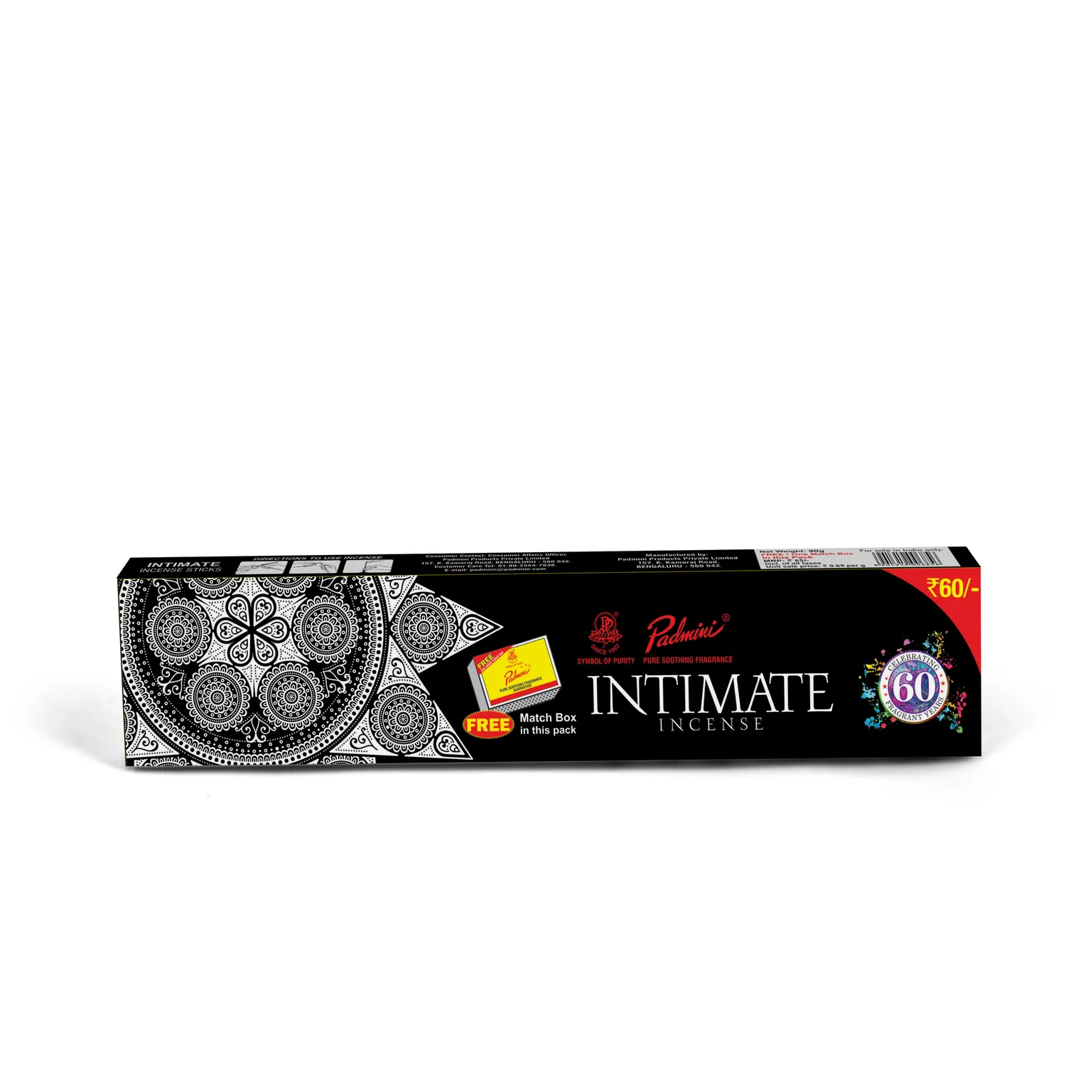 Padmini Intimate Agarbatti pack de 4 suave