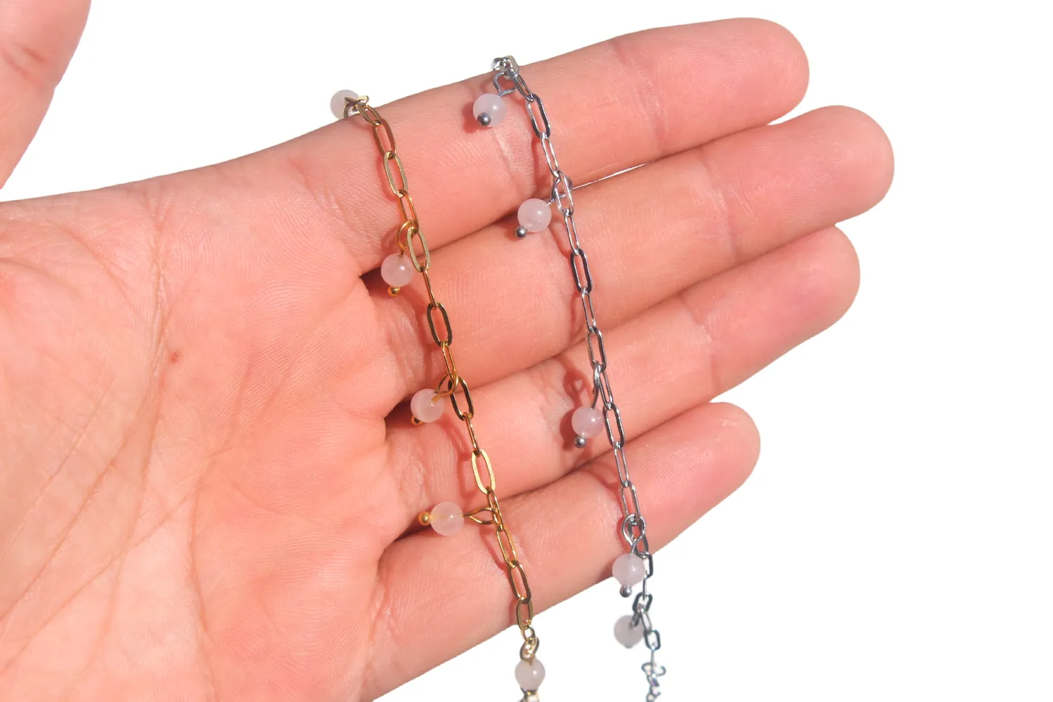 MoshCristais Charmix Quartzo Rosa pulseira amor