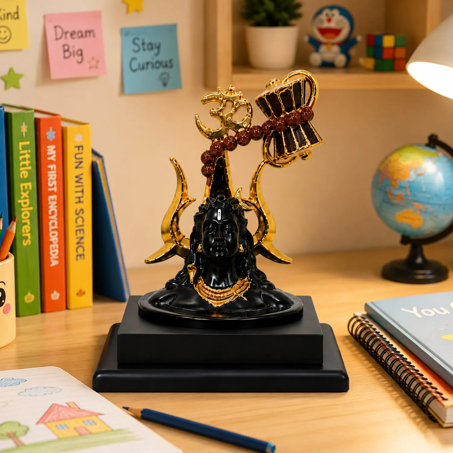 Hari Darshan Adiyogi estátua Shiva 12 cm preto dourado