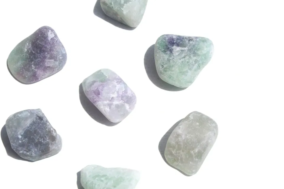 MoshCristais Fluorite semi-rolada clareza