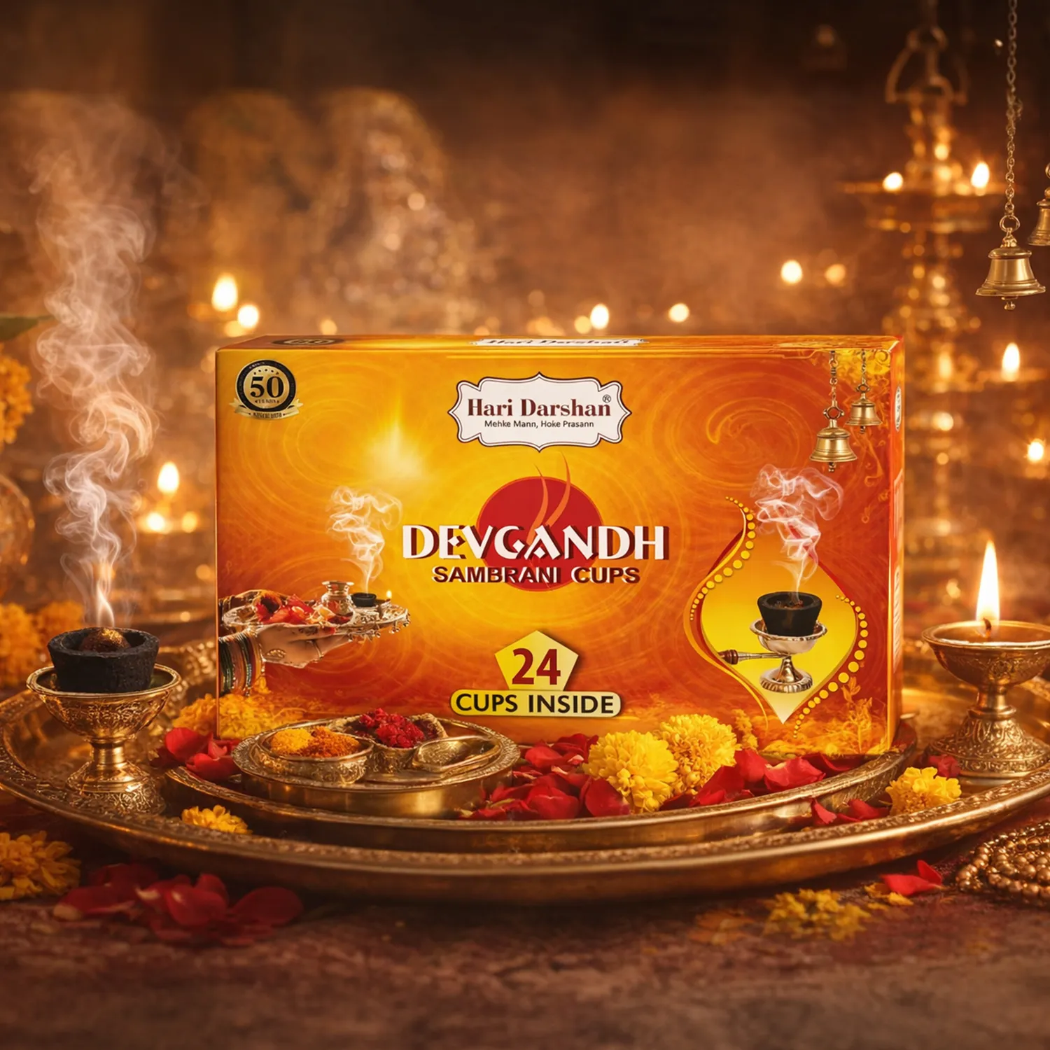 Hari Darshan Devgandh Sambrani Copos Incenso Pack 24