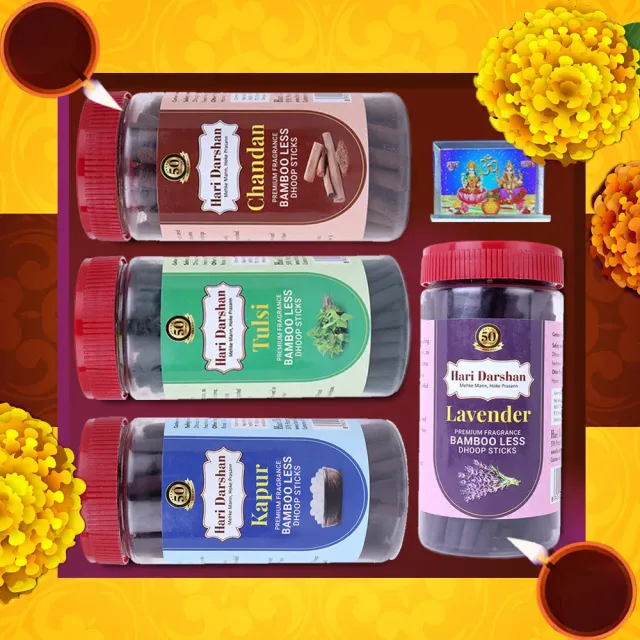 Hari Darshan Set Oferta Incenso sem Bambu 4 Aromas