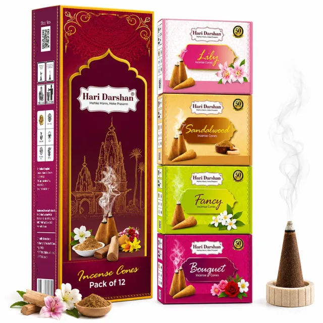 Hari Darshan Mixed Fragrance cones dhoop 12 packs