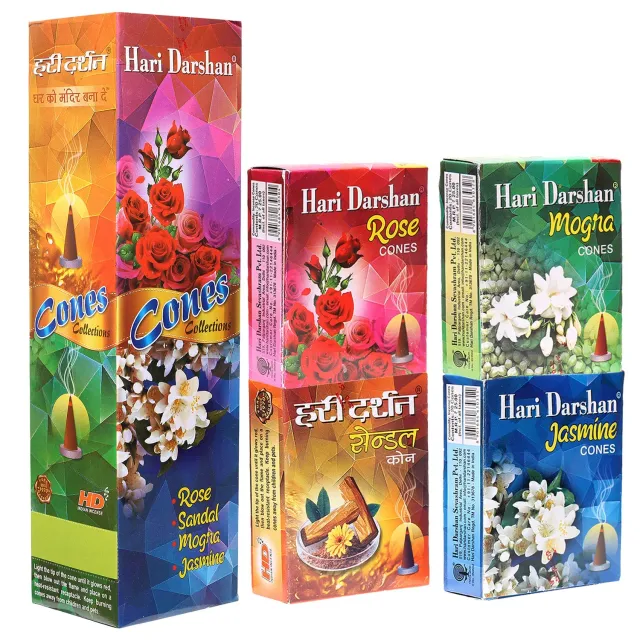 Hari Darshan Cones de Incenso Dhoop 4 Aromas 12x20
