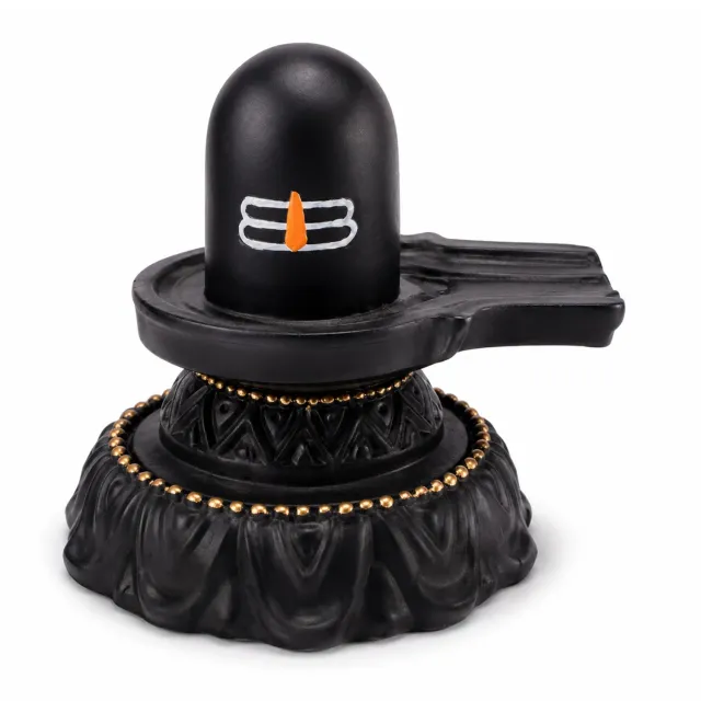 Hari Darshan Black Shivling Shivling preto com tilak 9 cm