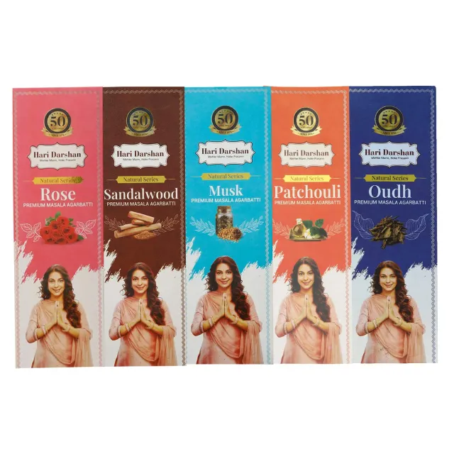Hari Darshan Natural Series Premium Masala Agarbatti combo de 5 aromas