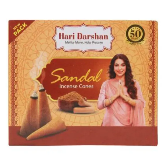 Hari Darshan SANDAL cones de incenso de sândalo pack de 12