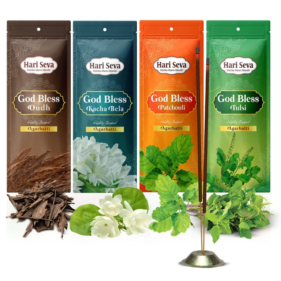 Hari Darshan Hari Seva Highly Scented Agarbatti incenso 4 aromas