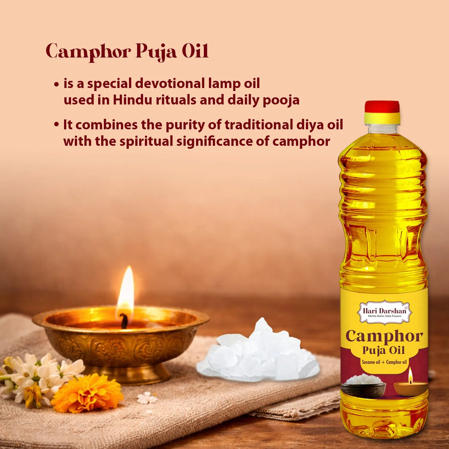 Hari Darshan Camphor Puja Oil óleo para diya