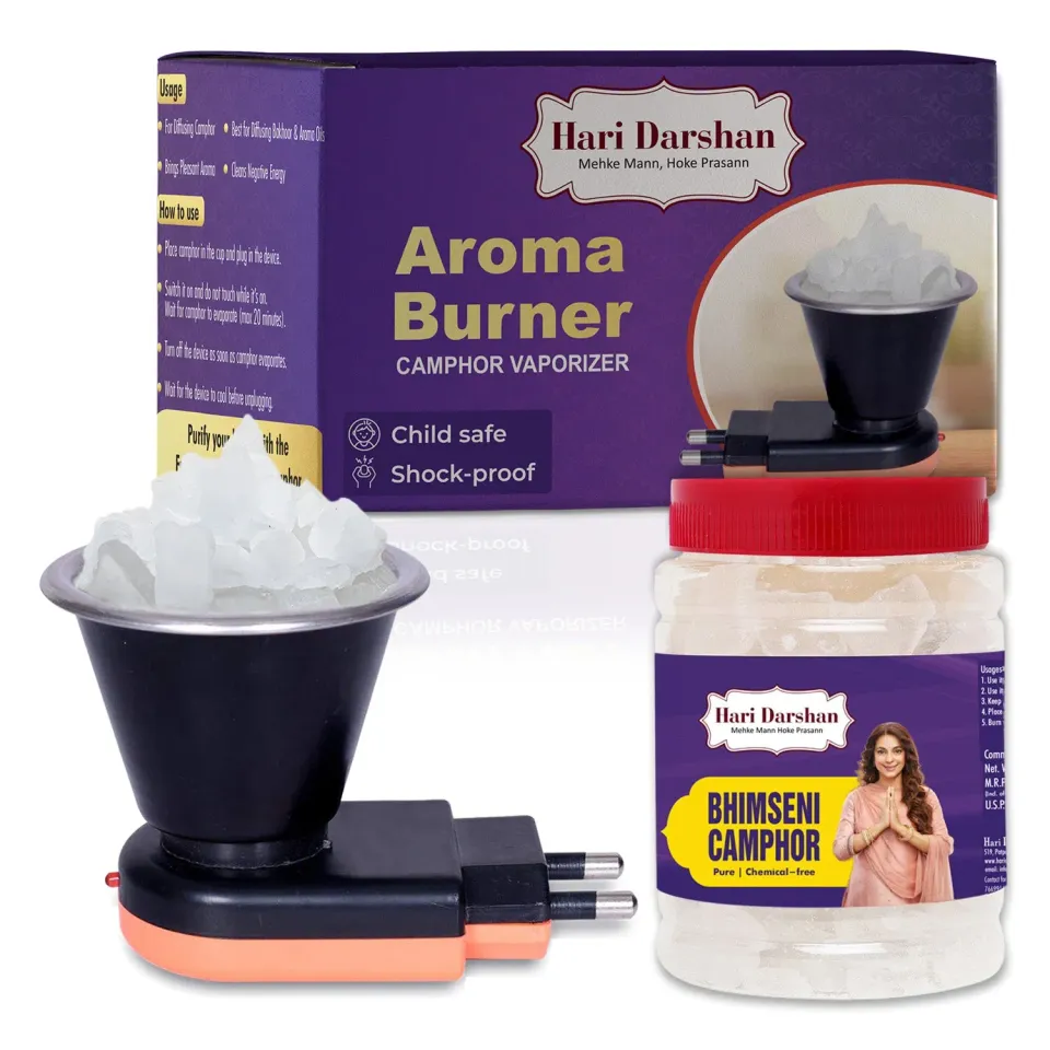 Hari Darshan Aroma Burner Camphor vaporizador elétrico 50 g Bhimseni